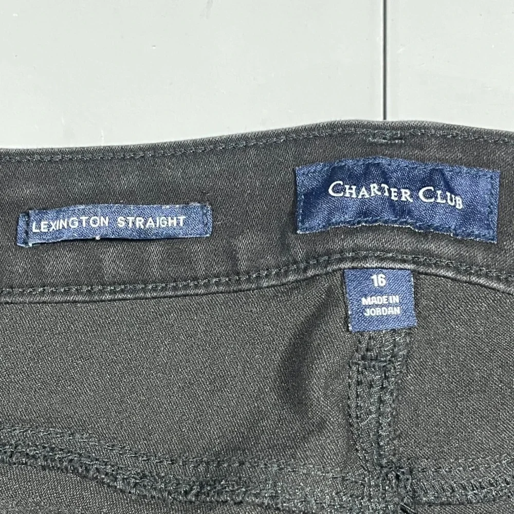 Charter Club Lexington Straight Leg Jeans Black Womens 16 Stretch Denim Mature